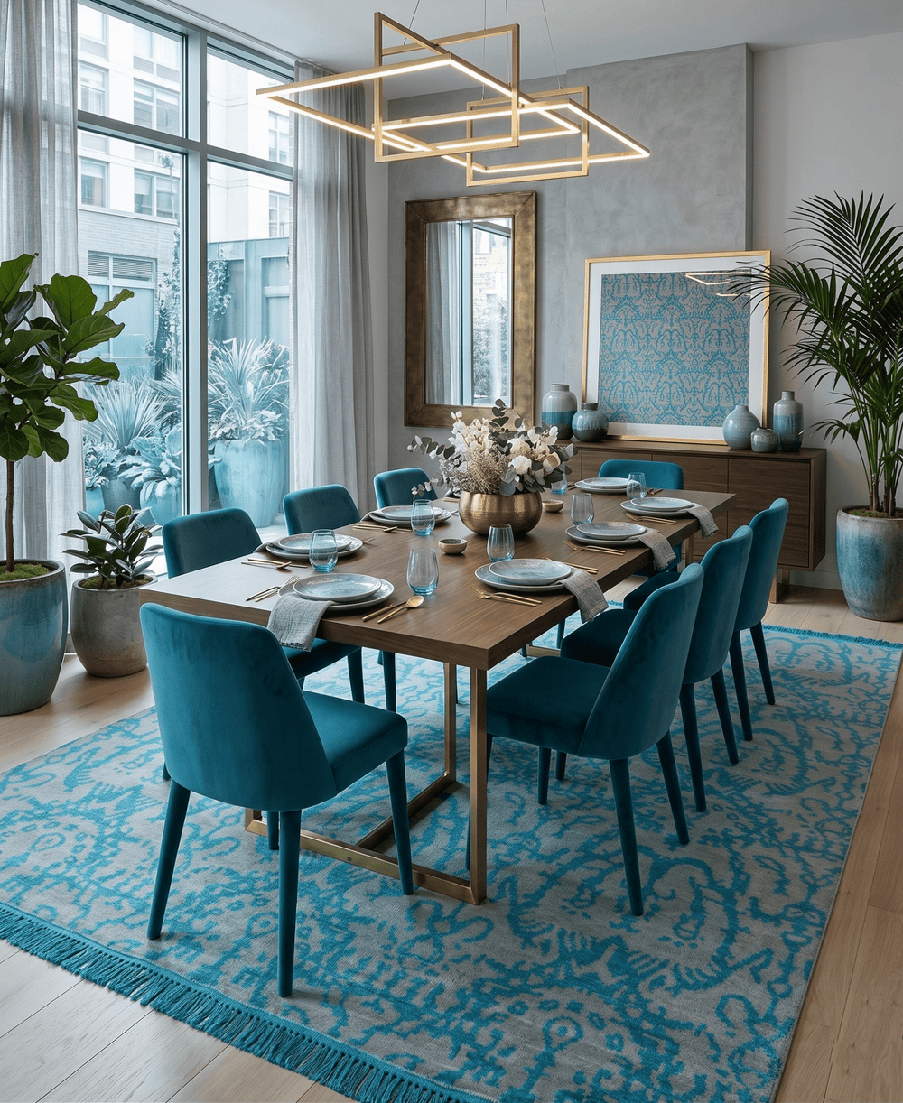 10x14 Hand Knotted Beige and Blue Modern Contemporary Bamboo Silk Area Rug - The Rug Decor