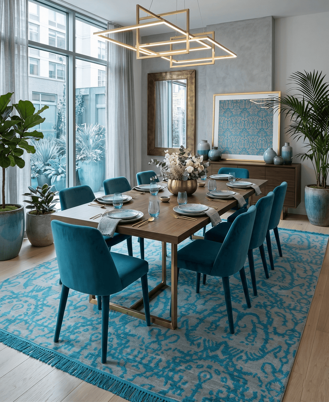 10x14 Hand Knotted Beige and Blue Modern Contemporary Bamboo Silk Area Rug - The Rug Decor