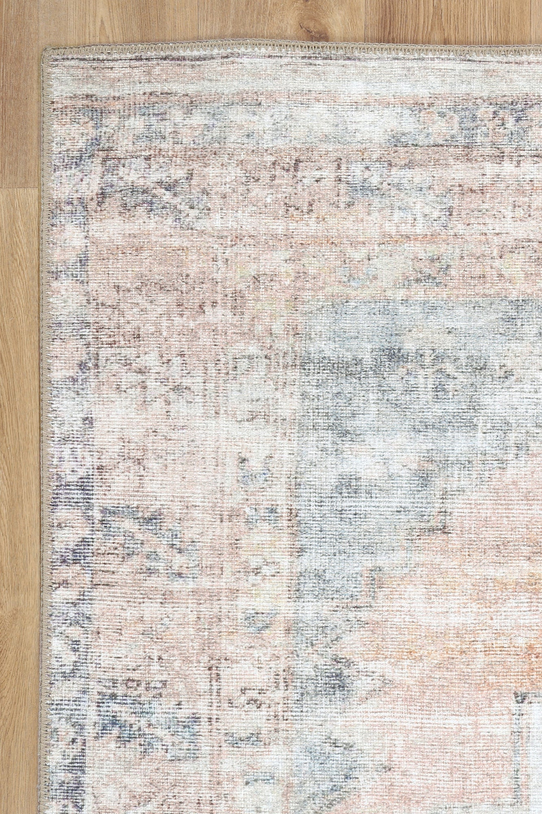Transitional Beige And Gray Machine Washable Rug