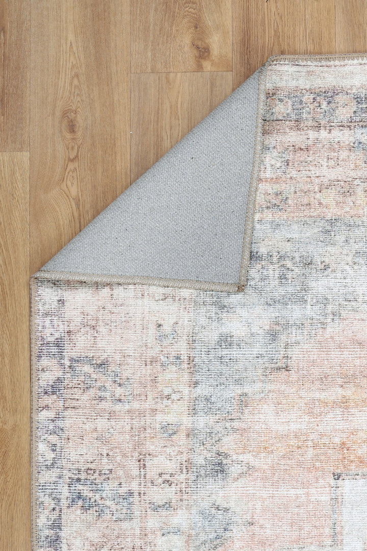 Transitional Beige And Gray Machine Washable Rug