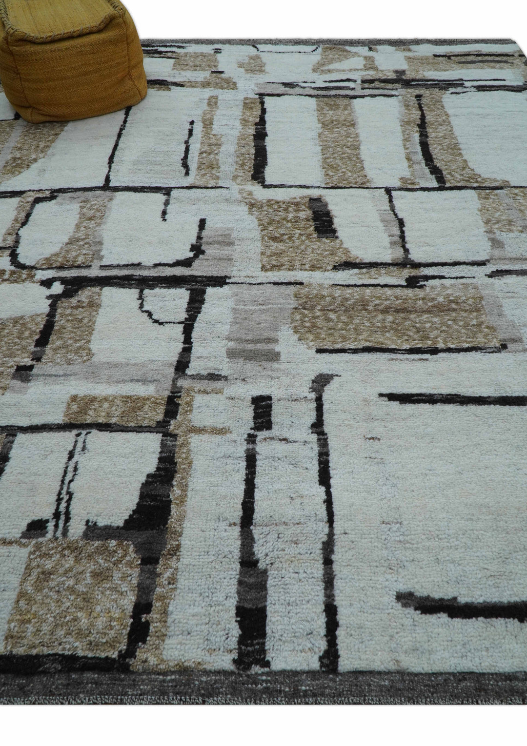 Fossil Custom Made Modern Contemporary Brown Hand knotted Wool Rug