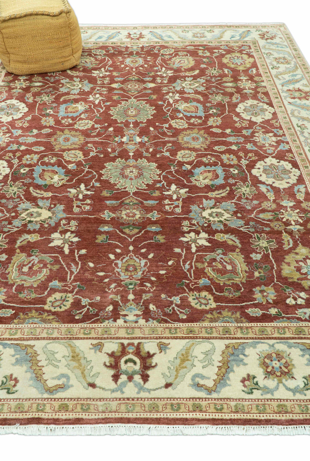 Traditional Design Red And Beige 8x10 Hand Knotted wool rug