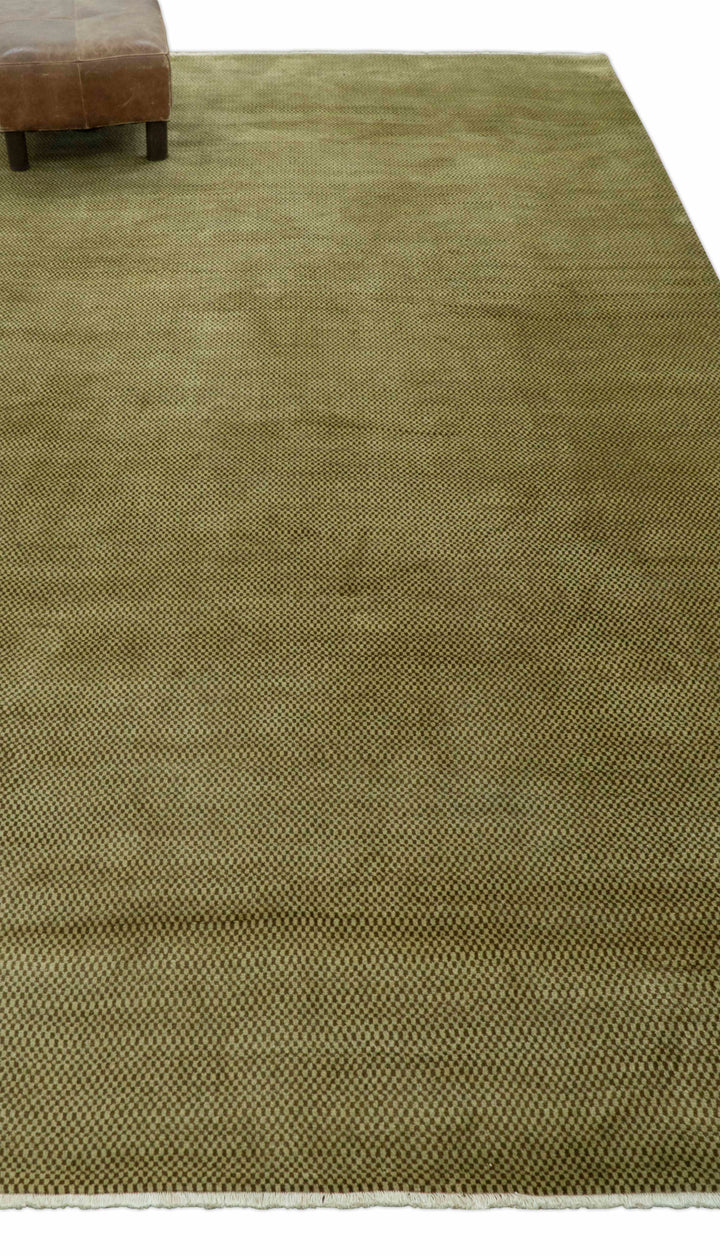 Modern Geometrical Design Beige And Brown 6x10 Hand Knotted Wool Rug