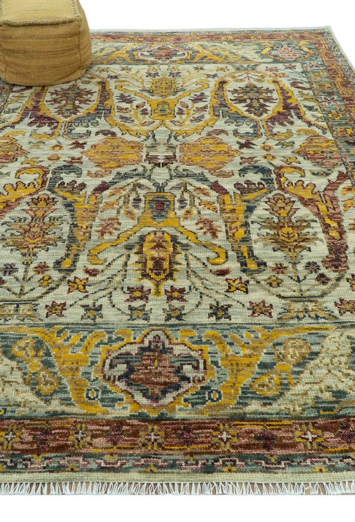 Custom Made Transitional Silver, Gold and Gray Hand Knotted Wool Rug