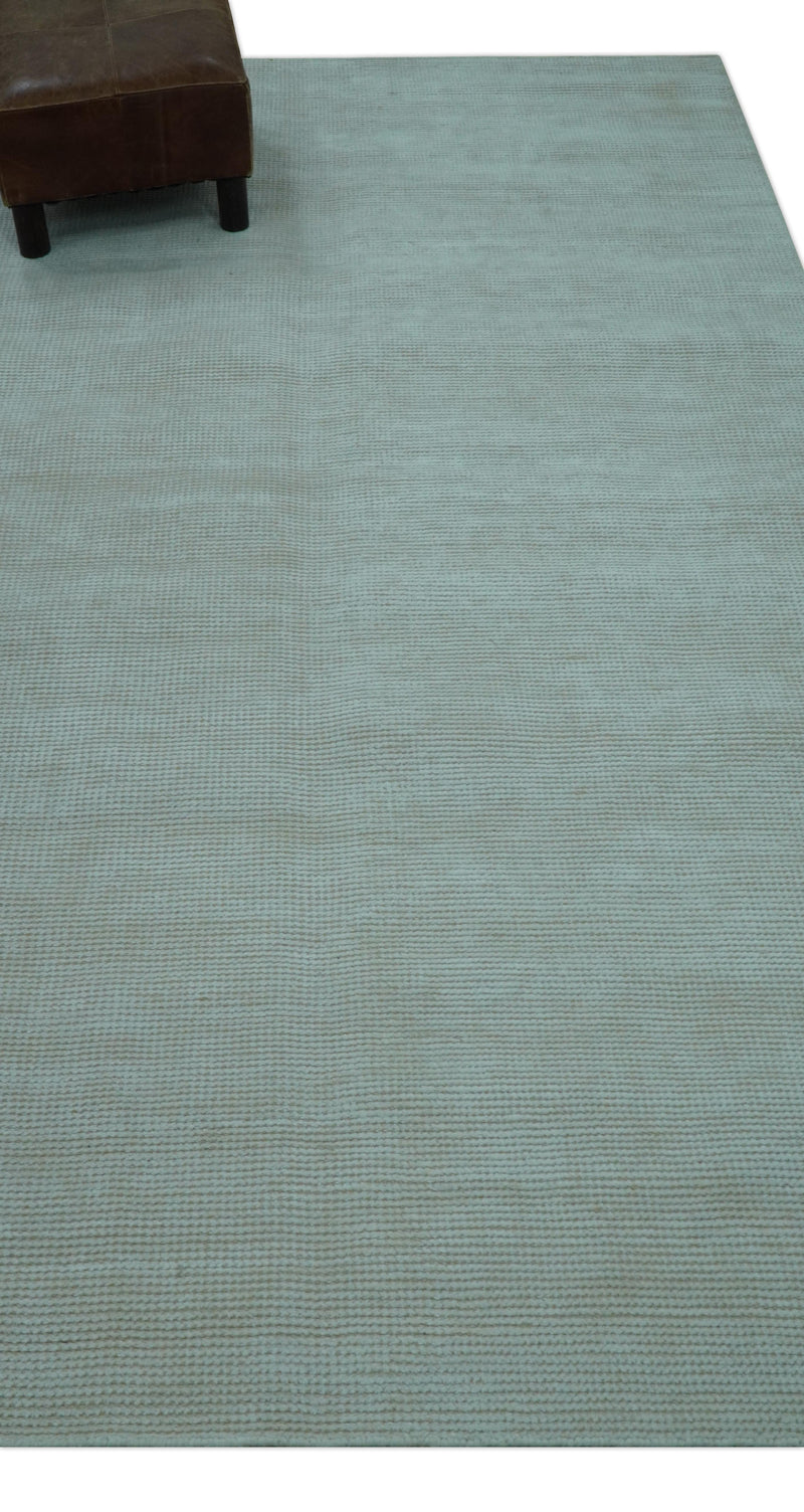 Modern Solid Design Ivory 5x8 Hand Woven Wool Area Rug
