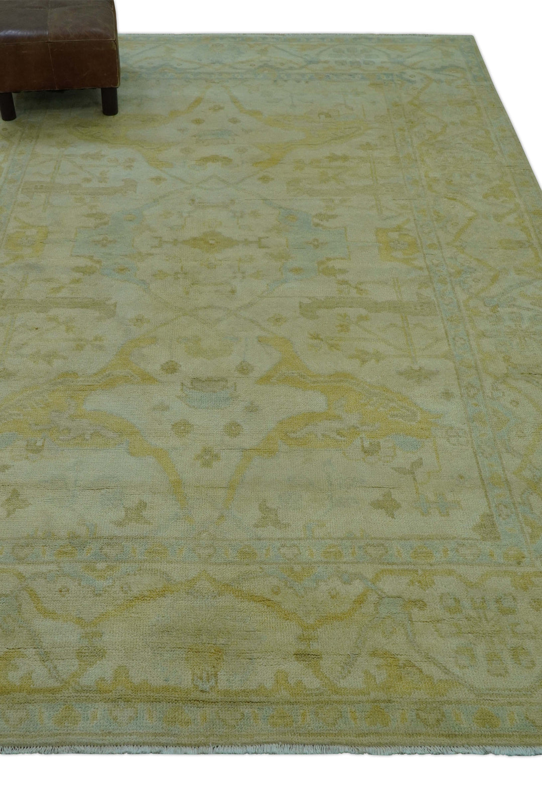 Traditional Oushak Design Beige And Gold 6x9 Hand Knotted Wool Area Rug
