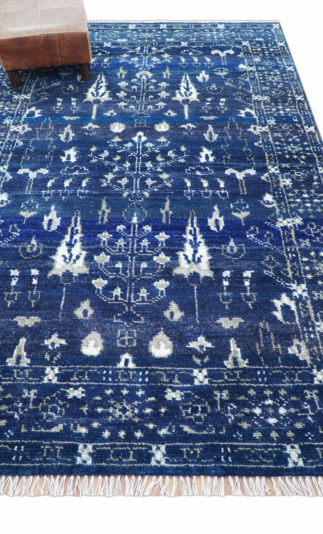 Tree of life Blue Traditional Style Hand knotted 5x8 Wool Area Rug