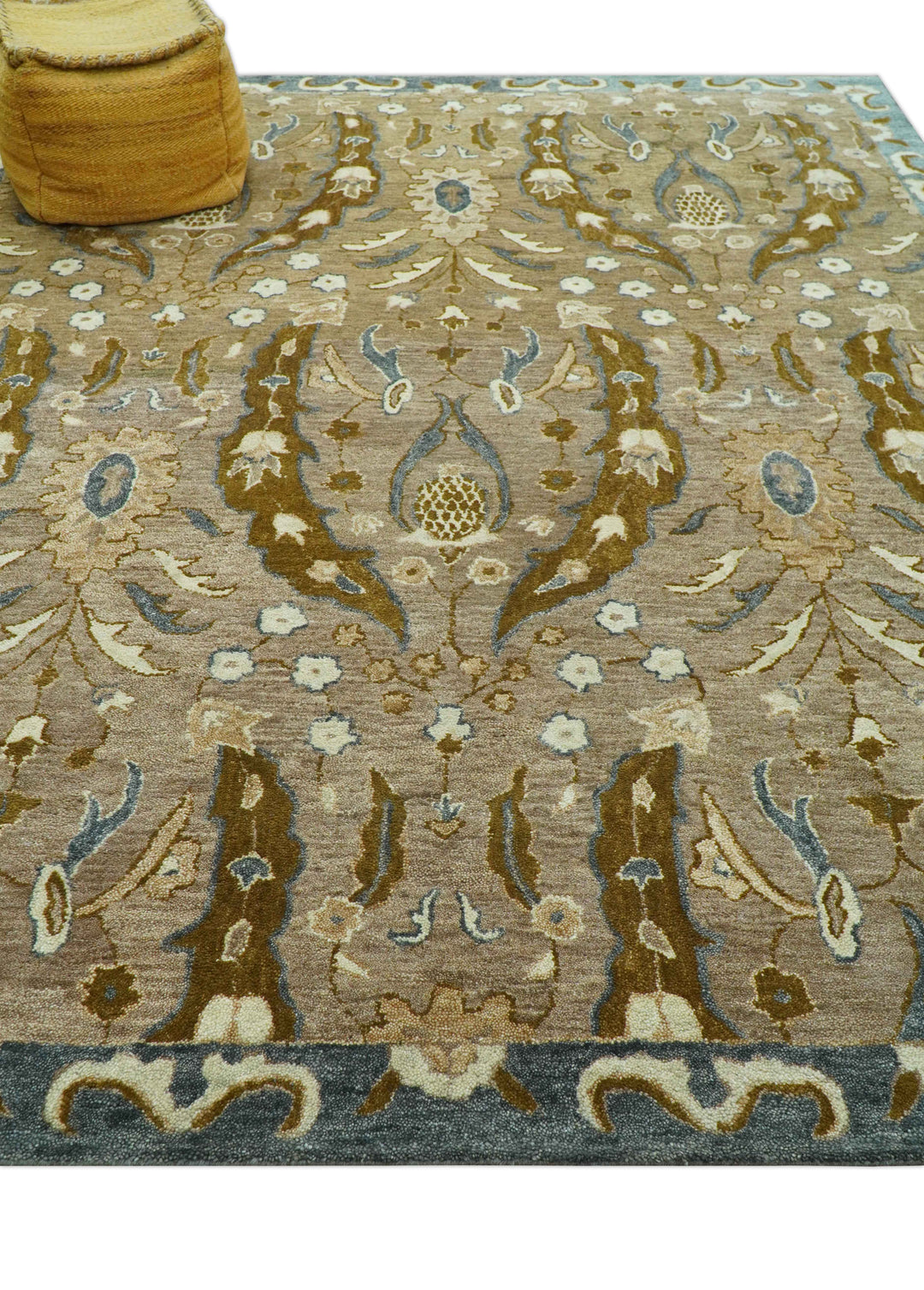 Custom Made Traditional Oushak Brown Hand Tufted Wool Area Rug
