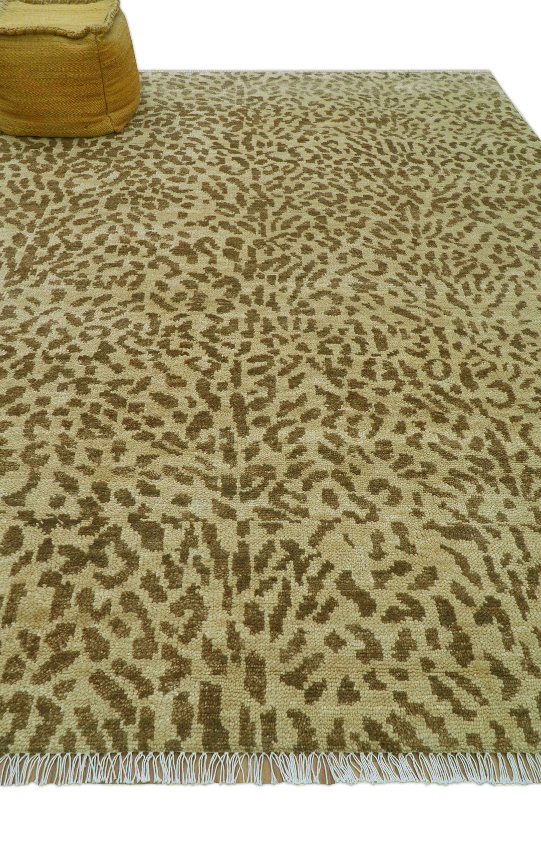 Custom Made Hand Knotted Brown Contemporary Animal Wool Area Rug