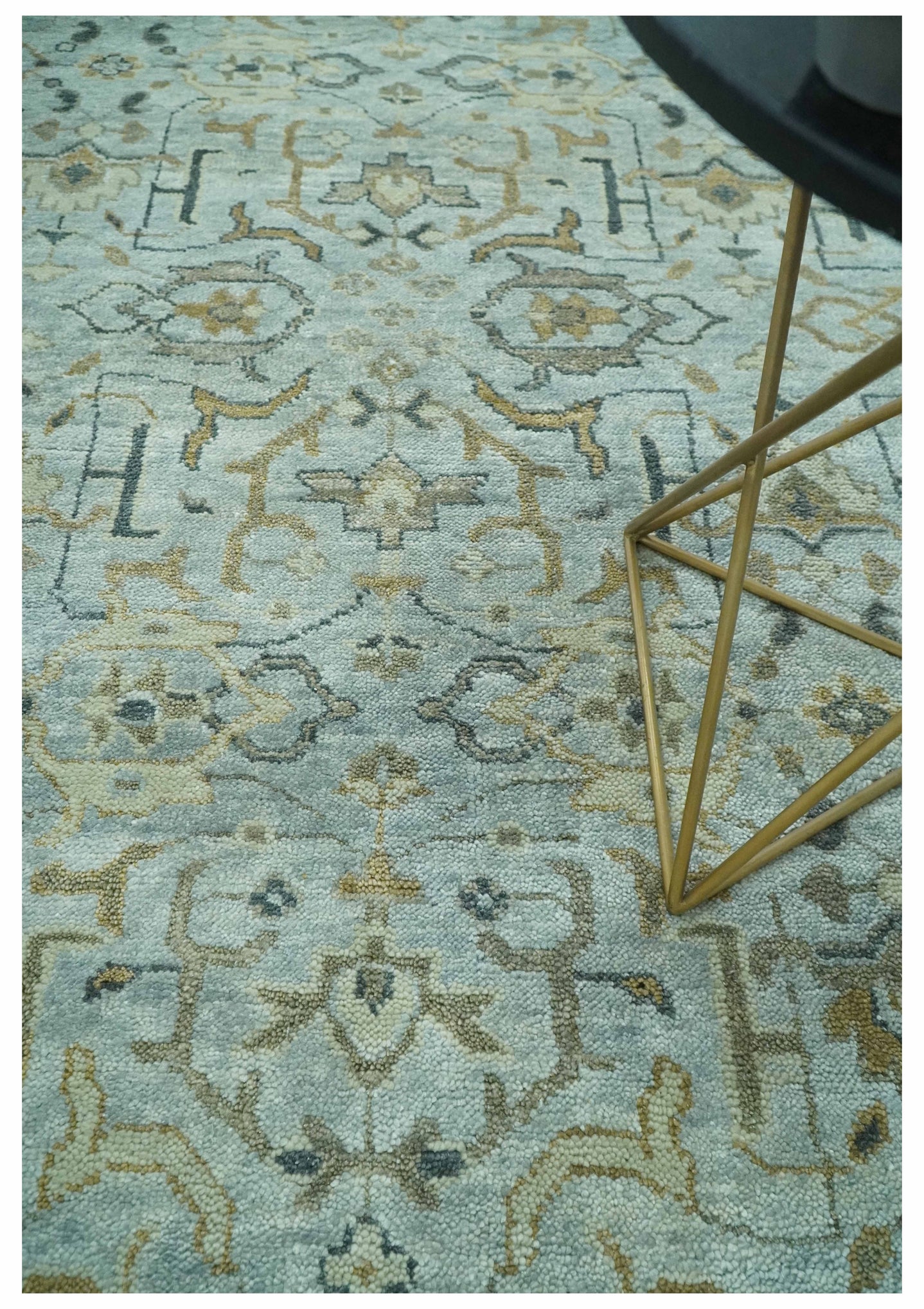 Blue and Beige Hand Knotted Traditional Oriental Oushak 8x10 wool area Rug