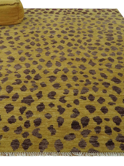 Chaia Dotted Golden-Brown and Purple Hand Knotted 8x10 wool area rug