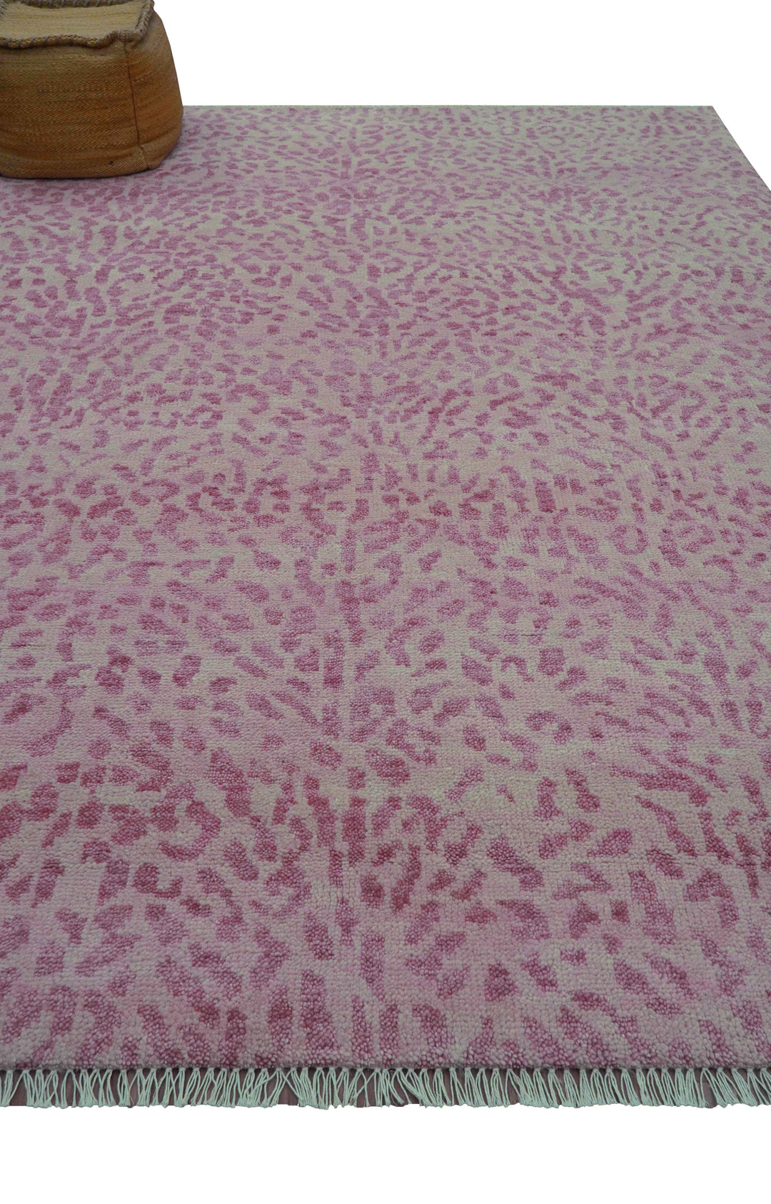 Quick Ship 8x10 Pink Contemporary Animal Design Hand Knotted Wool Rug