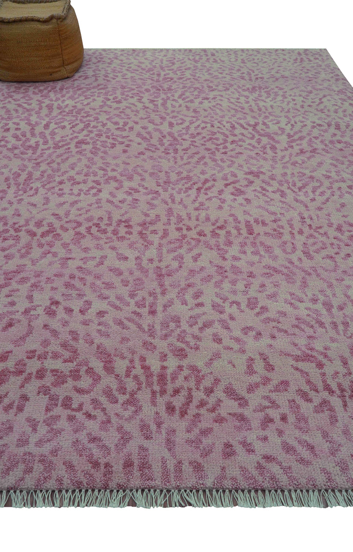 Quick Ship 8x10 Pink Contemporary Animal Design Hand Knotted Wool Rug