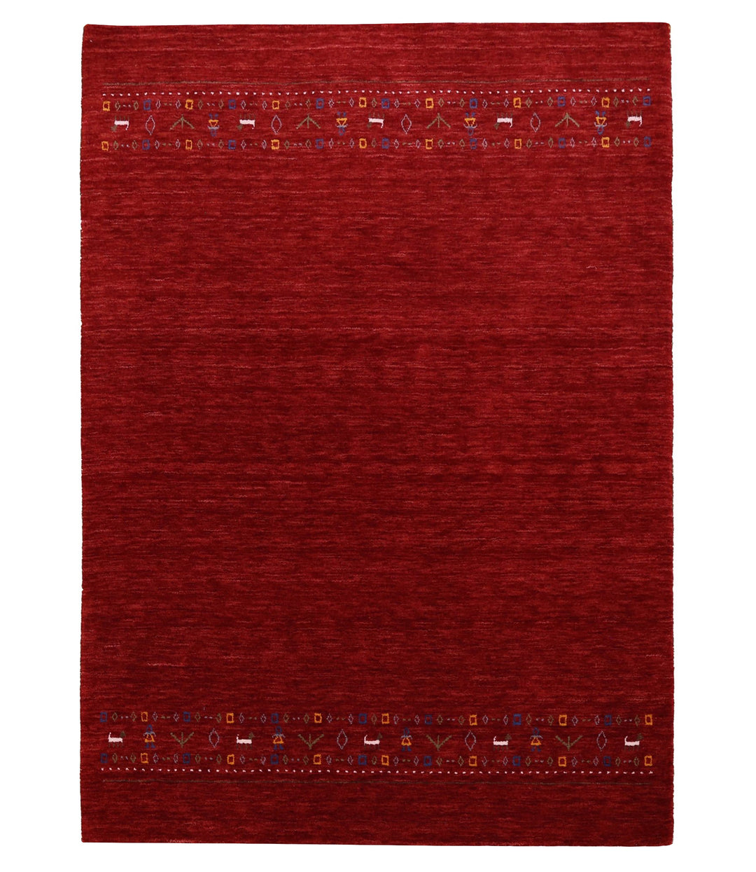 Contemporary Red Hand Loomed Wool Area Rug