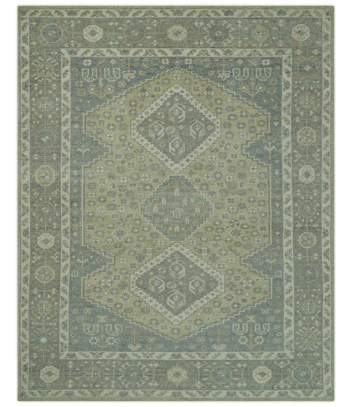 Beige And Gray Traditional Turkish Design Hand Knotted Custom Made Wool Rug