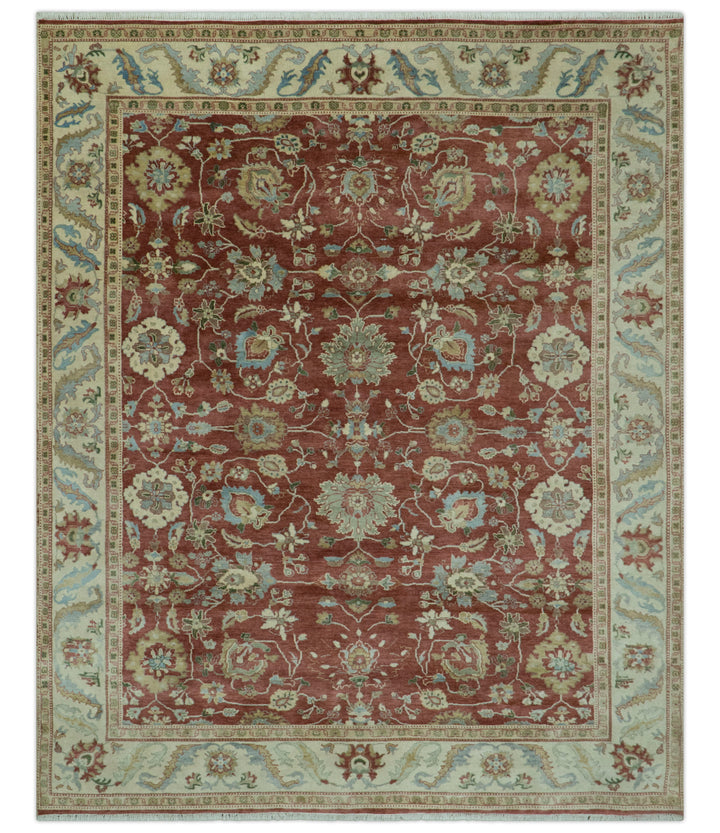 Traditional Design Red And Beige 8x10 Hand Knotted wool rug
