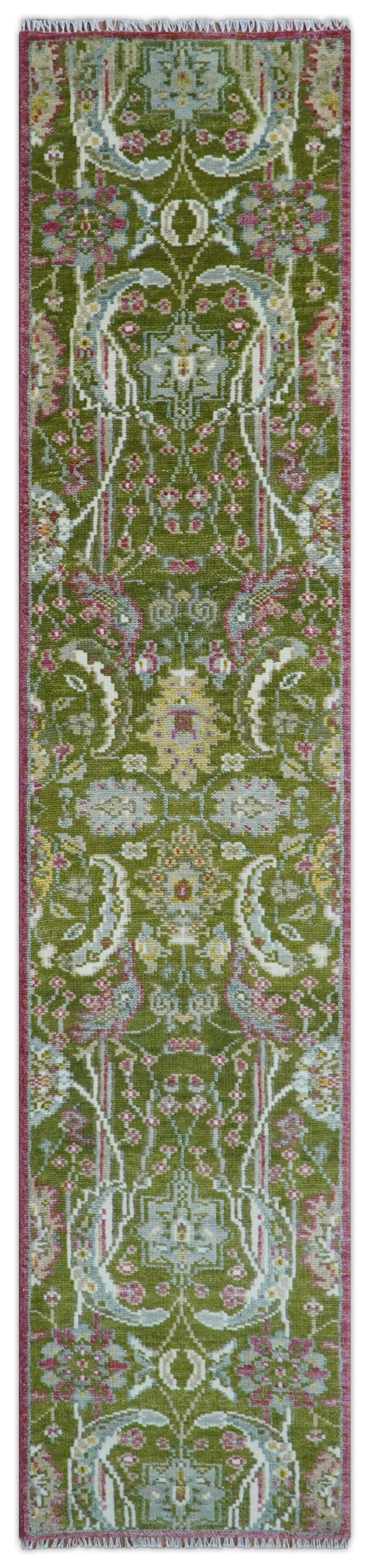 Custom Made Runner The Peacock Garden Green Hand Knotted Wool Rug