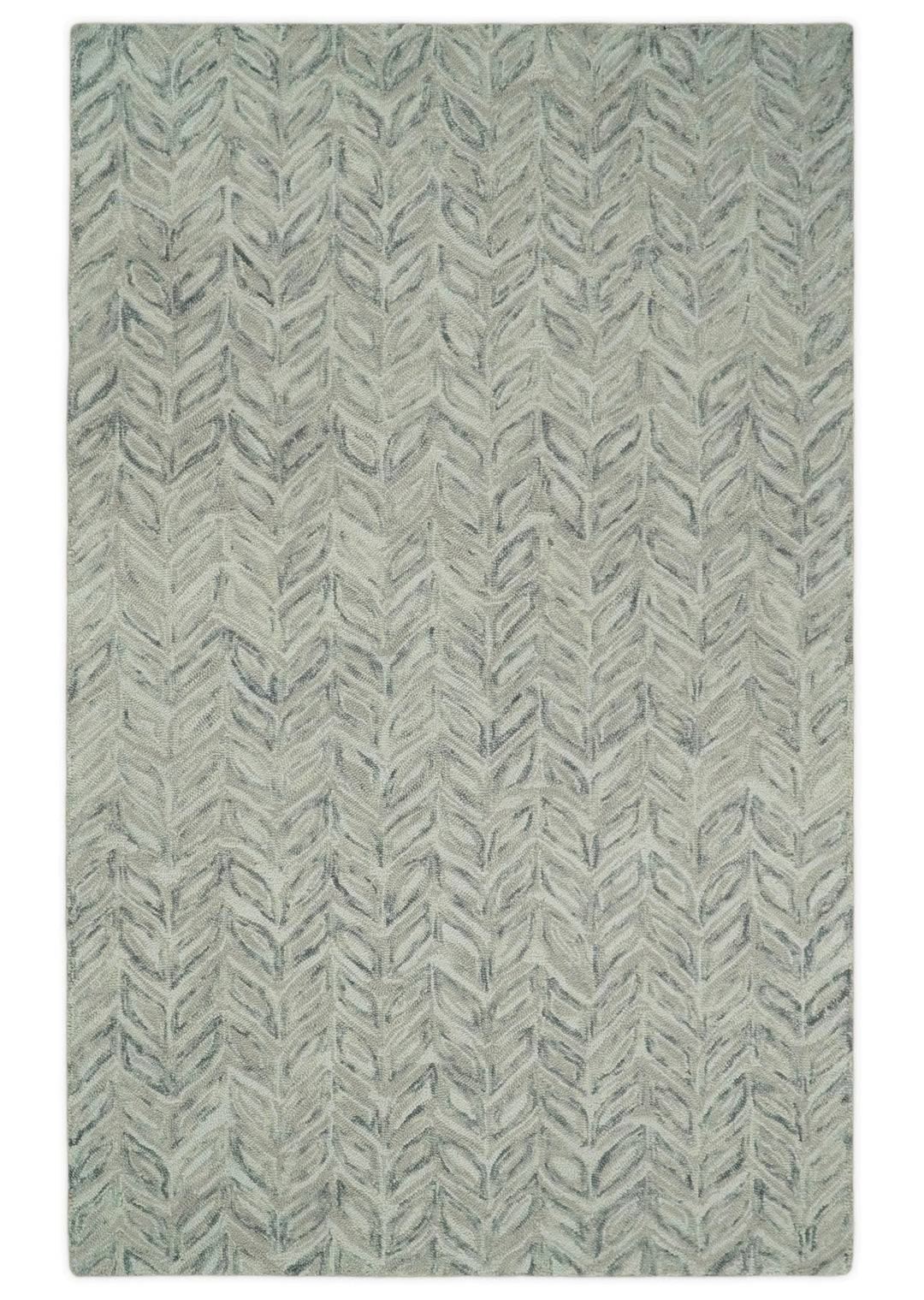 Quick Ship 5x8 Hand Tufted Modern Style Beige And Gray Wool Rug