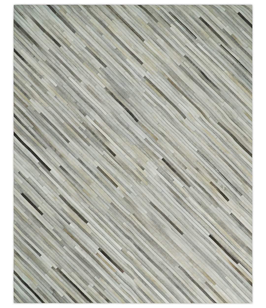 Ready to Ship 5x8 Handmade Modern Beige and Silver Leather Rug