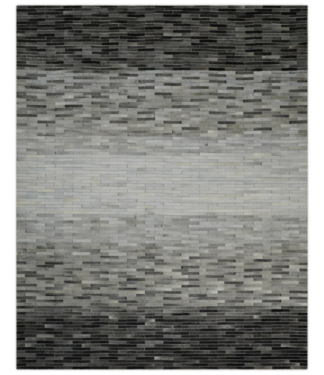 Ready to Ship 5x8 Modern Black And Silver Handmade Leather Rug