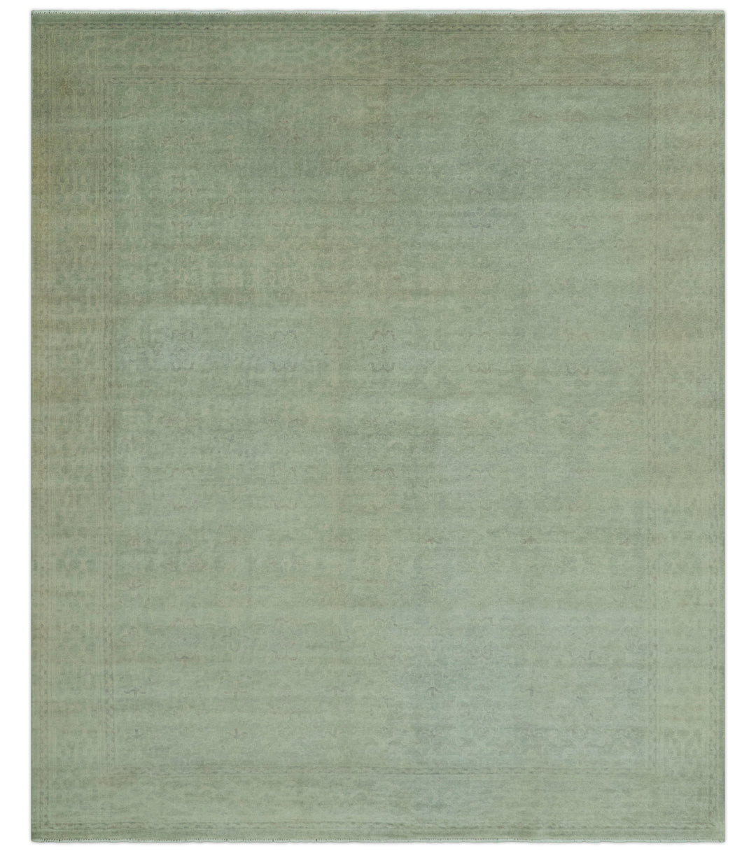 Traditional Turkish Fine Blue And Beige 9.7x12 Hand Knotted Wool Rug