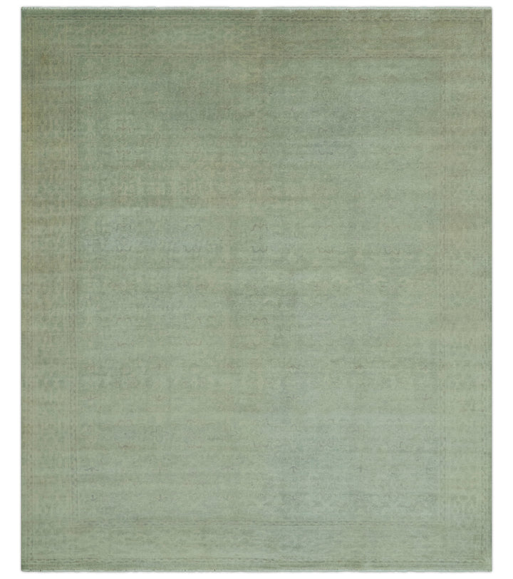 Traditional Turkish Fine Blue And Beige 9.7x12 Hand Knotted Wool Rug