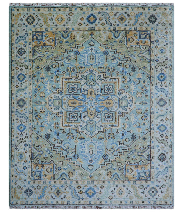 Ellie Blue And Beige Turkish Design Hand Knotted Wool Rug