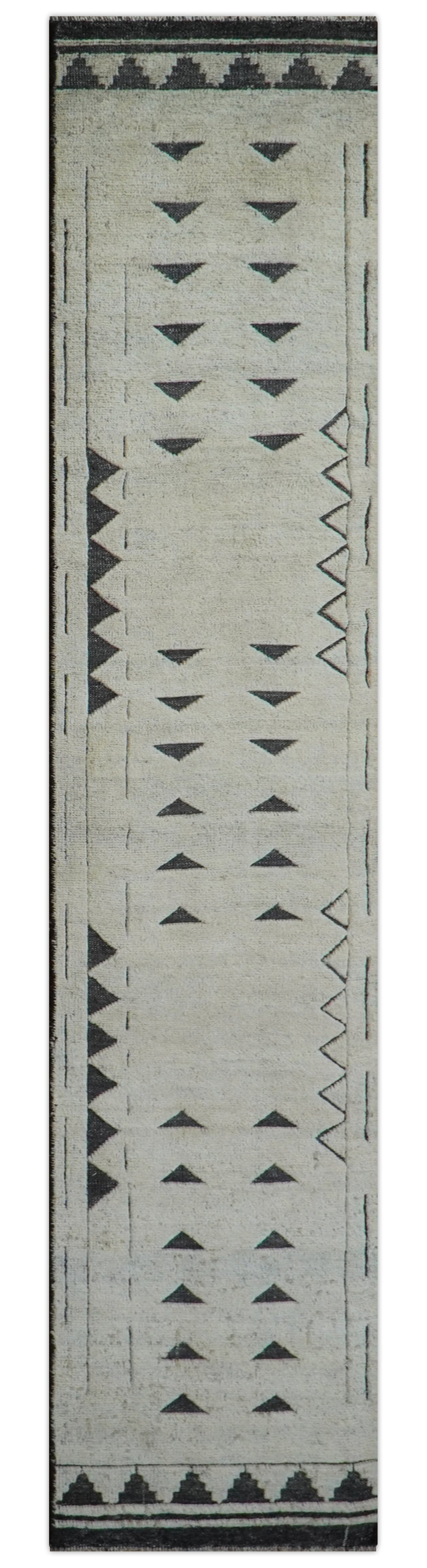 Custom Made Runner Contemporary Style Beige Hand Knotted Wool Rug