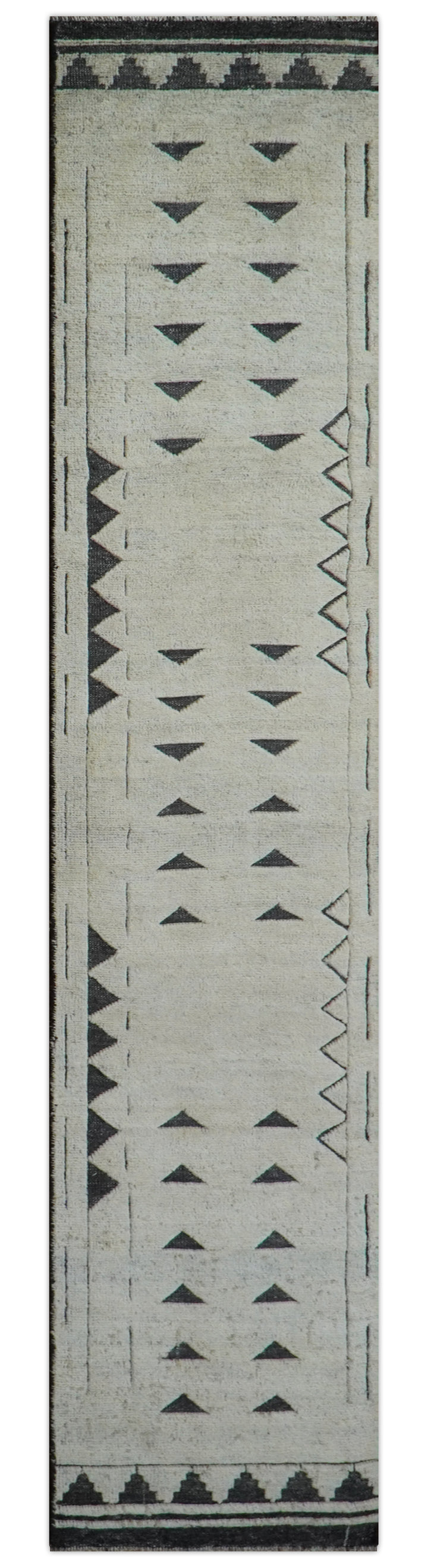 Custom Made Runner Contemporary Style Beige Hand Knotted Wool Rug