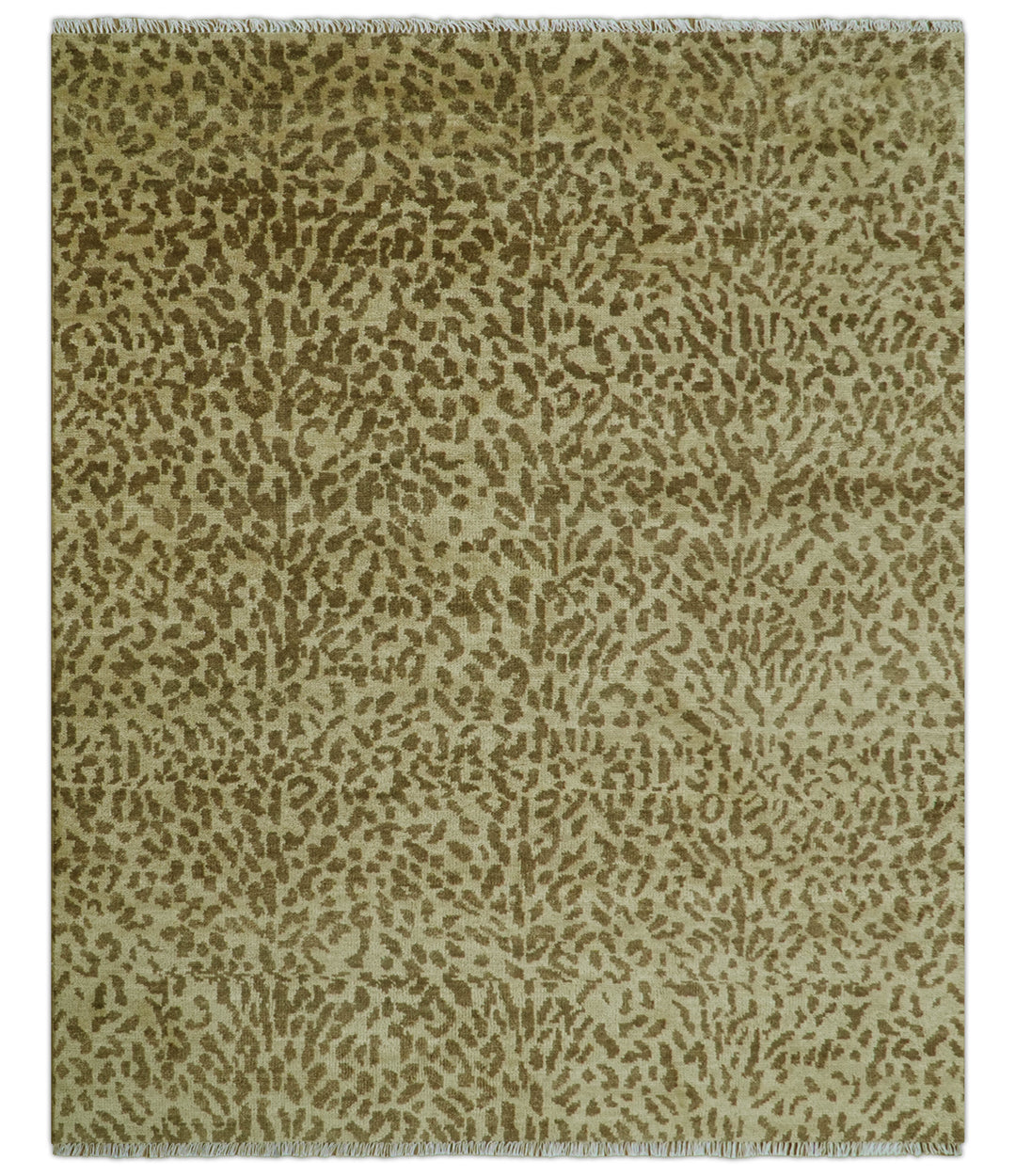 Custom Made Hand Knotted Brown Contemporary Animal Wool Area Rug