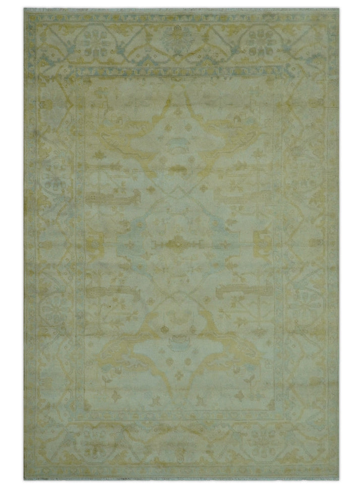 Traditional Oushak Design Beige And Gold 6x9 Hand Knotted Wool Area Rug