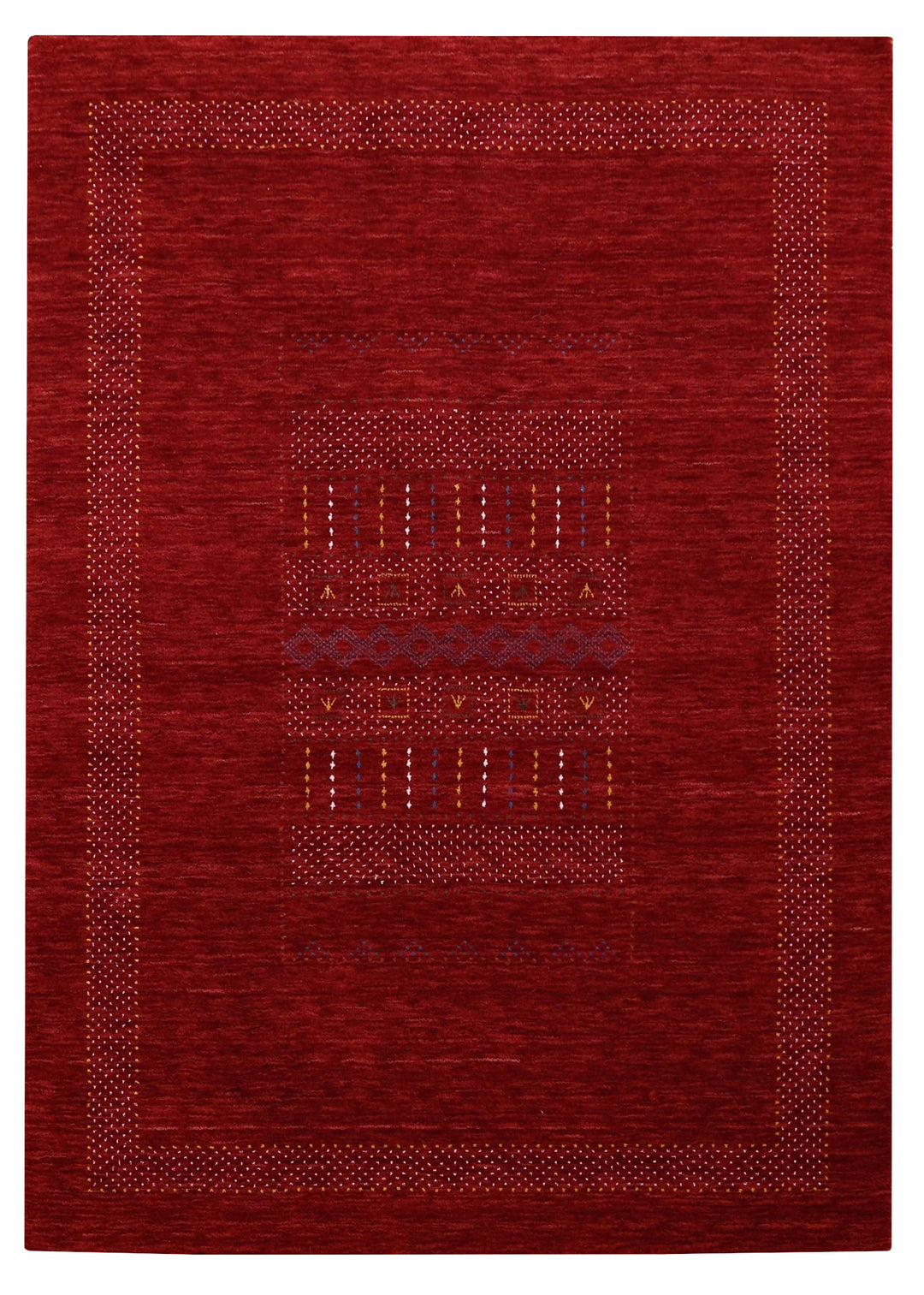 Red Center Pattern Hand Loomed Wool Area Rug