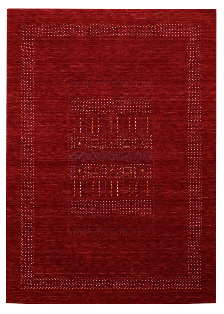 Red Center Pattern Hand Loomed Wool Area Rug