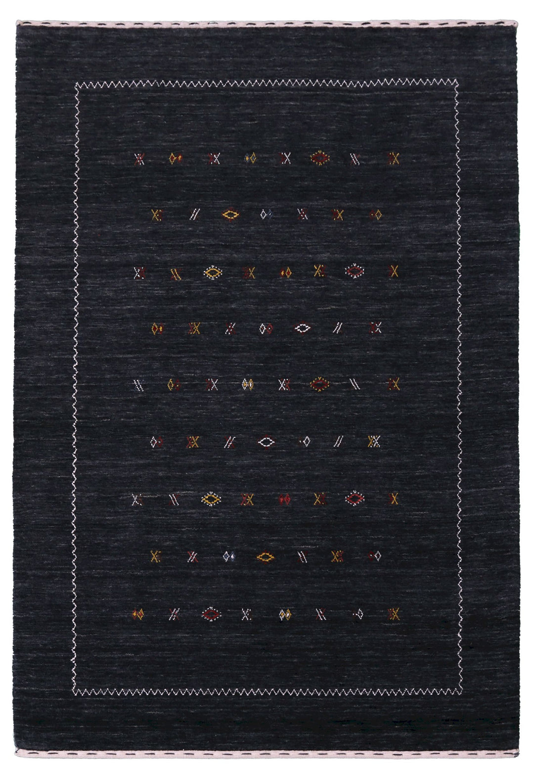 Modern Charcoal And White Hand Loomed Wool Area Rug