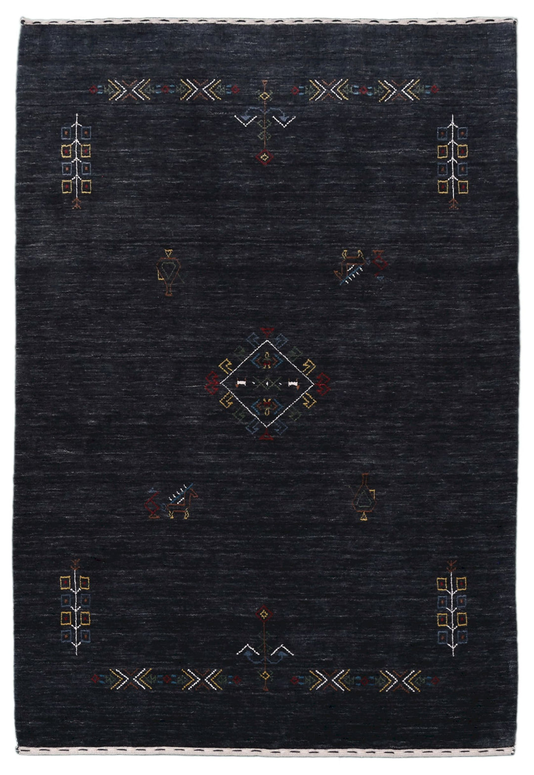 Charcoal Tribal Center Medallion Hand Loomed Wool Area Rug