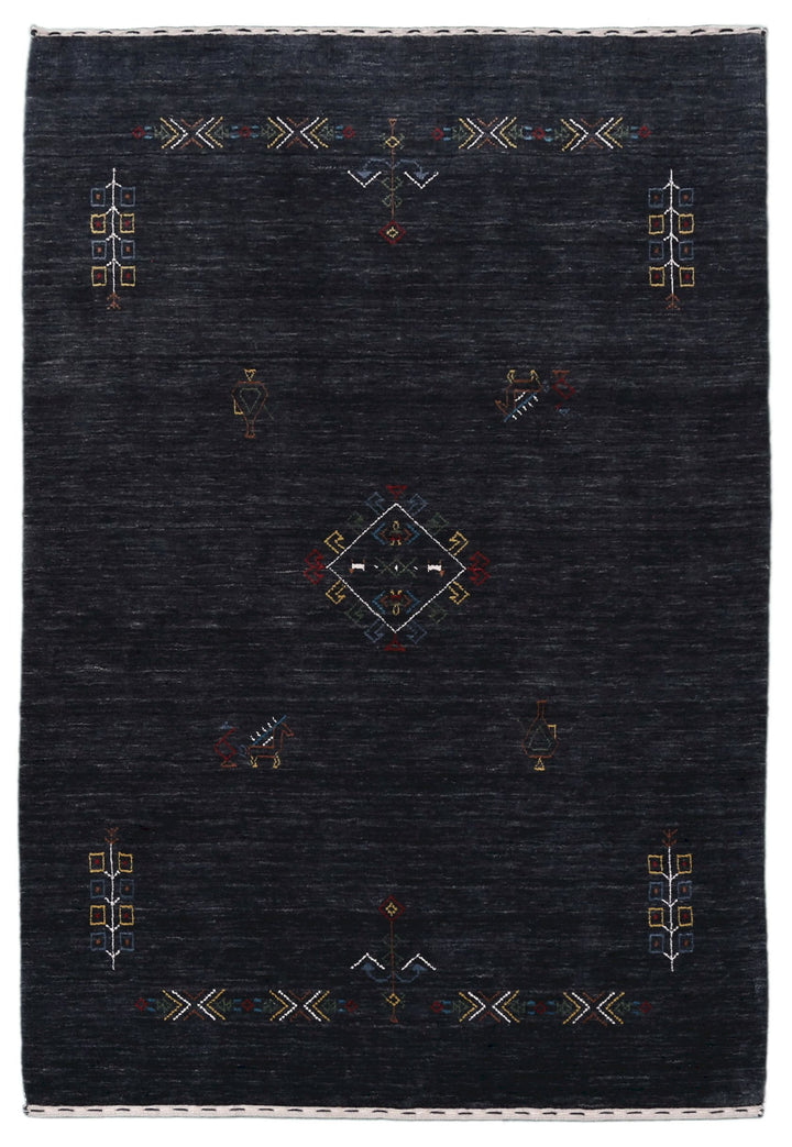 Charcoal Tribal Center Medallion Hand Loomed Wool Area Rug