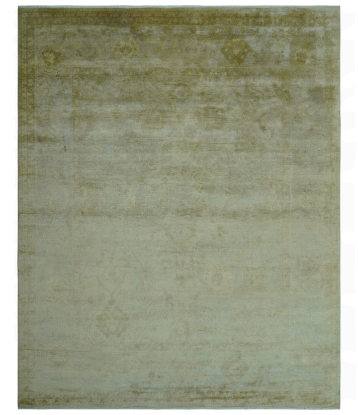 Traditional Oushak Design Beige And Silver Hand Knotted 8x10 Wool Area Rug