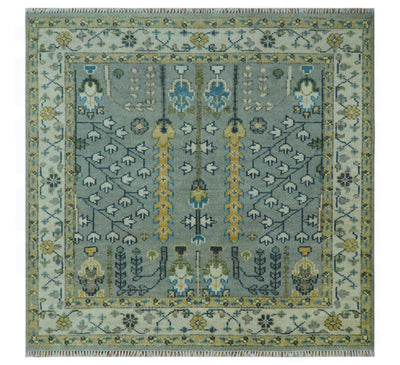 Tree of life Silver and Ivory Hand Knotted Traditional Oushak Multi Size Wool Area Rug