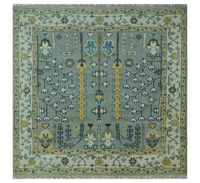 Tree of life Silver and Ivory Hand Knotted Traditional Oushak Multi Size Wool Area Rug