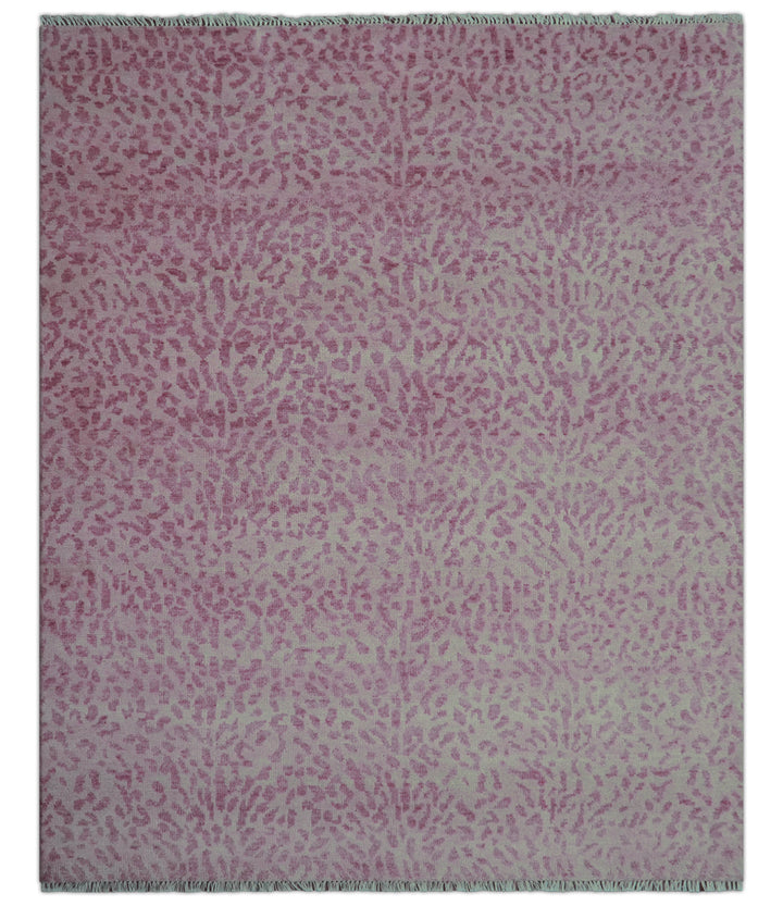 Quick Ship 8x10 Pink Contemporary Animal Design Hand Knotted Wool Rug