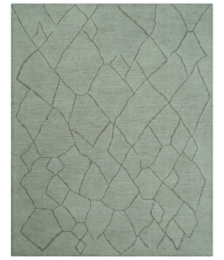 Contemporary Pattern Brown And Ivory Hand Tufted 8x10 Wool Rug
