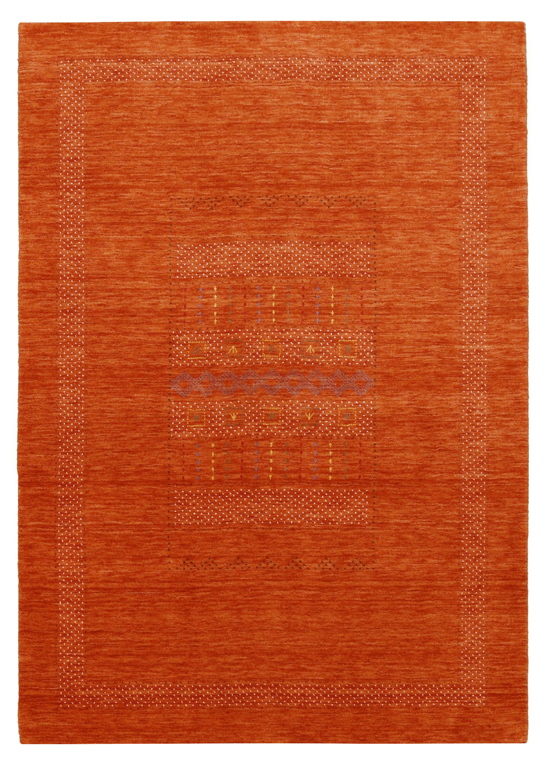 Orange And White Modern Design Hand Loomed Wool Area Rug