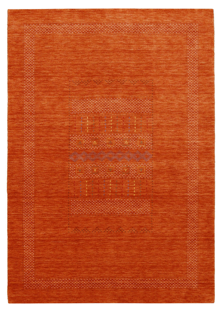 Orange And White Modern Design Hand Loomed Wool Area Rug