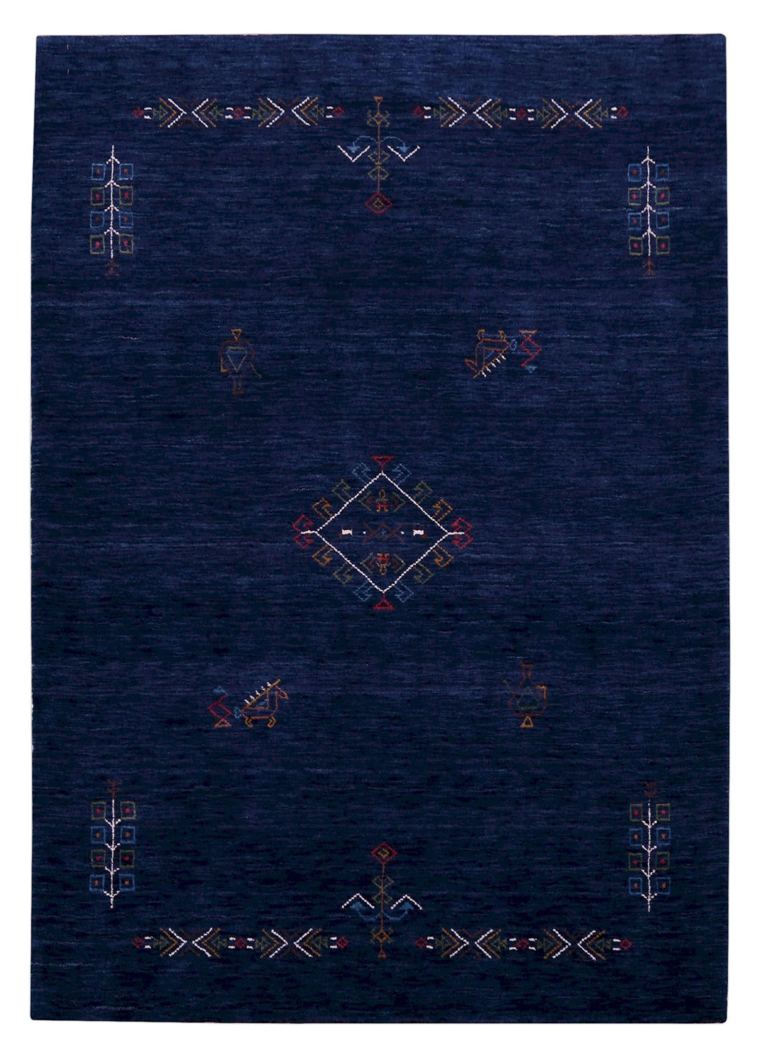 Blue Tribal Center Medallion Hand Loomed Wool Area Rug