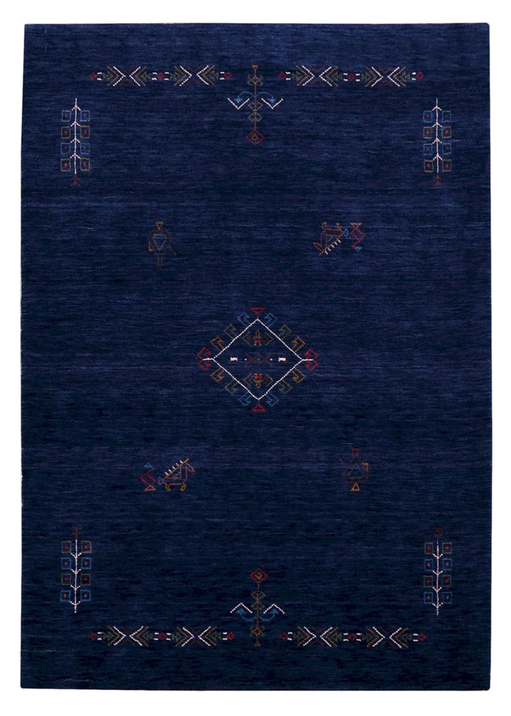 Blue Tribal Center Medallion Hand Loomed Wool Area Rug