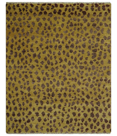 Chaia Dotted Golden-Brown and Purple Hand Knotted 8x10 wool area rug