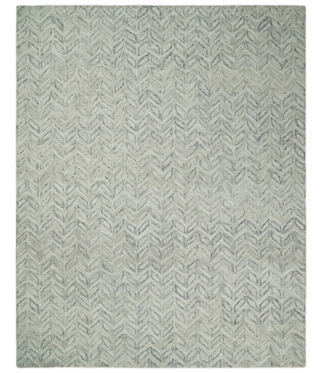 Quick Ship 8x10 Hand Tufted Modern Style Beige And Gray Wool Rug