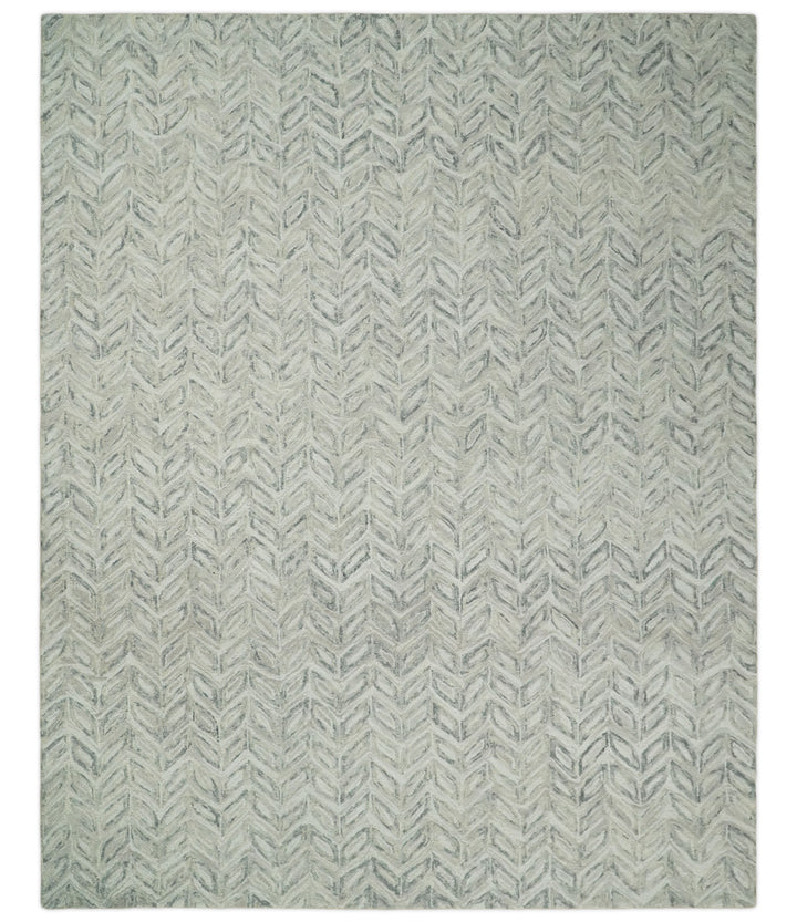 Quick Ship 8x10 Hand Tufted Modern Style Beige And Gray Wool Rug