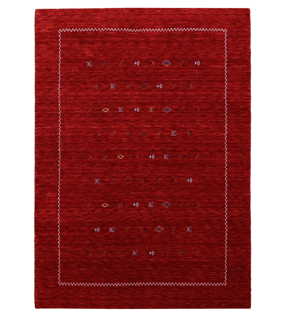 Modern Design Red Hand Loomed Wool Area Rug