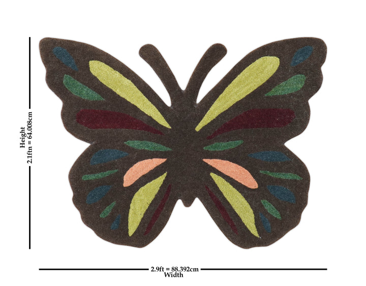 Butterfly Brown Hand Tufted 2x3 Wool Area Rug